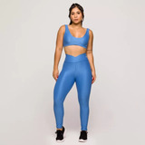 Conjunto Academia Top E Legging Azul Moda Fitness Feminino