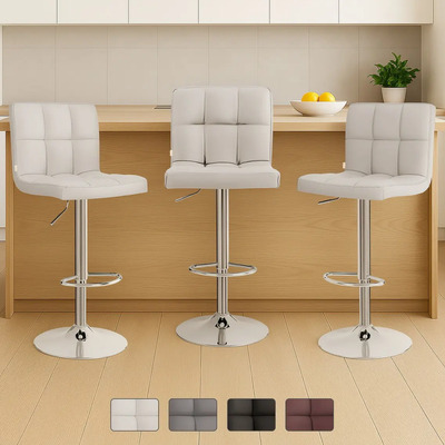 Set 3 Bancos Altos Cocina Barra Silla Desayunador Blick Acabado de la estructura Cromado Color Blanco | Envío gratis