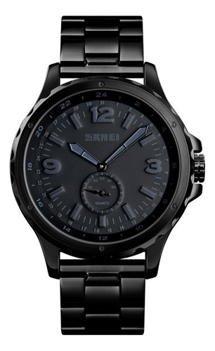 Reloj Homobre Skmei 1513 Acero Minimalista Elegante Clasico Color De La Malla Negro Color Del Bisel Negro Color Del Fondo Negro