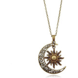 Qian0813 Collar Vintage Con Colgante De Luna Creciente Y Sol