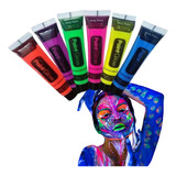 Pintura Cara Body Art Neon Maquillaje Fluorescente 6 Tubos
