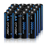 Paquete De 16 Pilas Aa Nimh De 1.2v 3000mah Recargables...