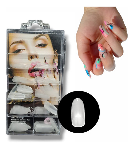 Tips Uñas Soft Gel Ovaladas Caja X100 Nails Mely Profesional
