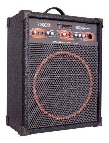 Caixa Amplificada Multiuso Bluetooth Usb Rádio Fm Ll Trx12 Cor Preto 110v/220v