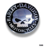 Emblema Sticker Moto Calavera Harley Davidson Cráneo Cromo