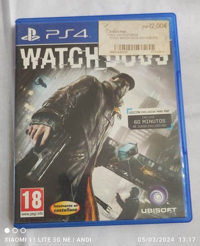 Juego Físico Ps4 Watch Dogs Day One 