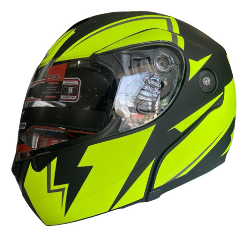 Casco Abatible Iron Racing Ir108 Dot Neon-verde Mate  L