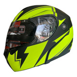 Casco Abatible Iron Racing Ir108 Dot Neon-verde Mate  L