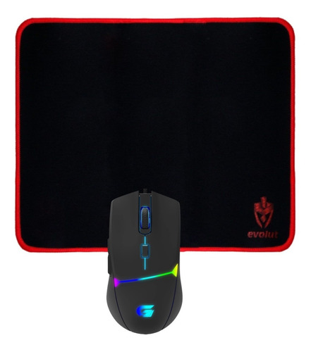 Mouse Gamer Crusader Rgb 7200dpi Preto + Mouse Pad 25cmx21cm