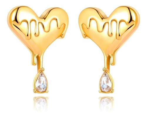 Aretes Oro Candongas Corazón Para Mujer Amor Laminados Oro