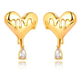 Aretes Oro Candongas Corazón Para Mujer Amor Laminados Oro