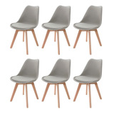 Kit 6 Cadeiras Eames Eiffel Wood Leda Saarinen Design