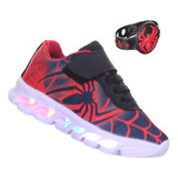 Tenis Aranha Luz Led Brilha Infantil Masculino + Brinde