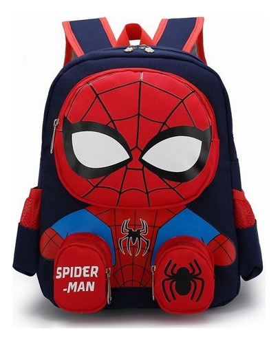 Mochila Escolar Gtlion Bj117 Color Azul Oscuro Diseño Spiderman