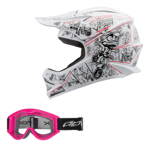 Kit Capacete De Trilha Motocross Off Road + Oculos 788 Kids