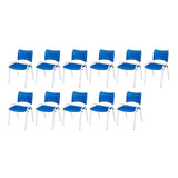 Kit 11 Cadeira Iso Base Branco Escola, Igreja Azul