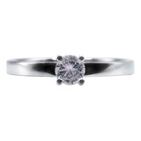 Anillo De Compromiso En Plata Con Diamante  De 0.23 Ct