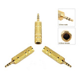 Kit 3 Adaptador P10 / P2 Stereo Gold Violão Microfone Fones