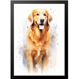 Quadro Decorativo Golden Retriever Em Aquarela