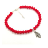 Pulsera Roja Protección Mano Fátima Plata Fina 925 Cristal