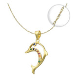 Collar Delfín Cadena Plata Fina 925 Baño De Oro 18k Mujer