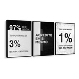 Kit 3 Quadros Decorativos Frase Motivacional Moldura E Vidro