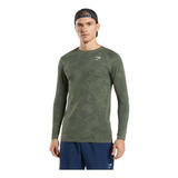 Gymshark Geo Seamless Long Sleeve T Shirt Core Olive