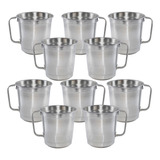 Jogo 10 Caneca Copo De Chopp Em Aluminio 700 Ml Com Alça