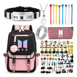 Mochila Bts Para Niñas Adolescentes, Paquete De 63 Unidades,