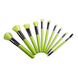 Set De 10 Brochas Para Maquillaje Colores Neon Con Estuche