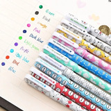 Set Lapices Kawaii Fineliner 10 Colores Diseños Novedosos