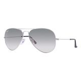 Anteojos De Sol Ray-ban Aviator Gradient Small Con Marco De Metal Color Polished Silver, Lente Light Grey De Cristal Degradada, Varilla Polished Silver De Metal - Rb3025