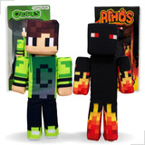 Boneco Minecraft Kit Youtubers Cadres E Athos Pelúcia 2un