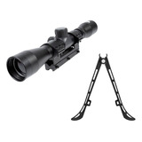 Bipe Sniper Espingarda + Luneta Rossi 4x32mm Trilho 11mm