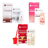 Kit Sobrancelha Henna Makiaj Completo Gel Removedor Fixador Cor Preto