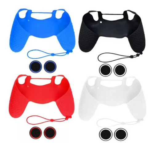 Case Controle Para Ps4 Dualshock Silicone + Grips Analogico