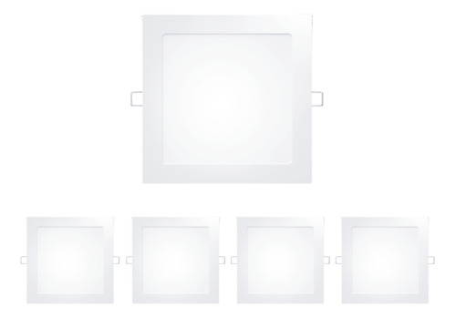 Pack X5 Plafon Embutido Led 24w Cuadrado Panel Luz Blanca