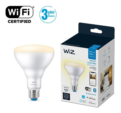 Foco Wiz Br30 Inteligente E26 Luz Cálida Wi-fi Led 7.2w