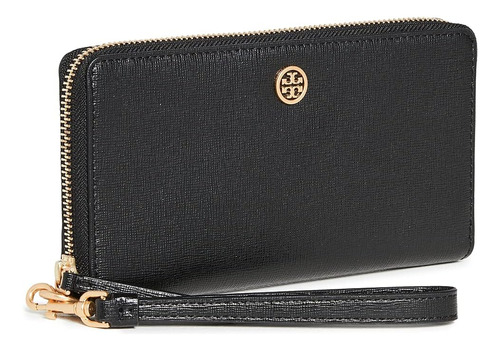 Tory Burch Robinson Zip Continental Wallet Para Mujer, Negro