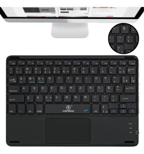 Teclado Bluetooth Touchpad Slim Membrana Tablet iPad Abnt2