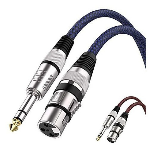 Cable Xlr Hembra A 1/4 Pulgadas 6ft 2pack, Trenzado De Nylon