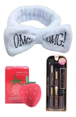 Set Maquillaje Vincha + Esponjita Frutillita + Setx5 Brochas