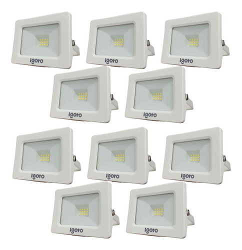 Reflector Led 10w 6500k Blanco Igoto 10 Piezas