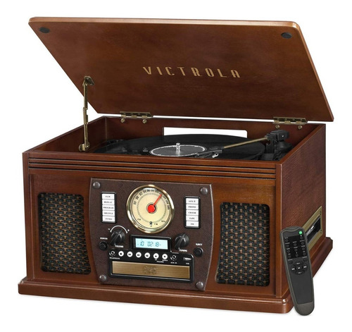 Tocadiscos Tornamesa Victrola Nostalgic Aviator 8-1 Caoba Bl