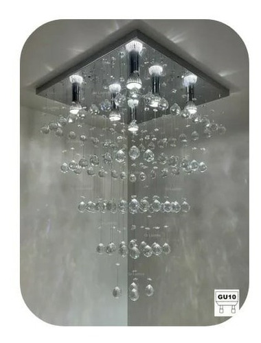 Lustre Em Cristais Grande Base 50x50 Enviamos Montado