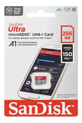 Tarjeta De Memoria Sandisk Ultra 256gb  C/adaptador 150mb/s