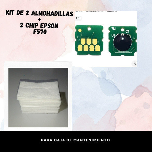 Kit 2 Almohadillas+ 2 Chips Epson F570 T3170 T5170
