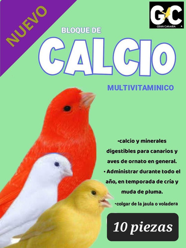 Calcio Para  Canarios Aves 10pzs