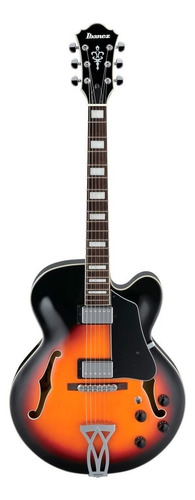 Guitarra Eléctrica Semi Hollow Ibanez Af75-bs Brown Sunburst Color Naranja Claro Material Del Diapasón Nogal Orientación De La Mano Diestro