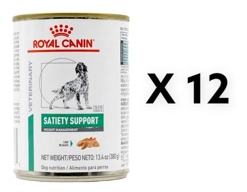 Paquete De 12 Latas Satiety Support Royal Canin Lata 380 G
